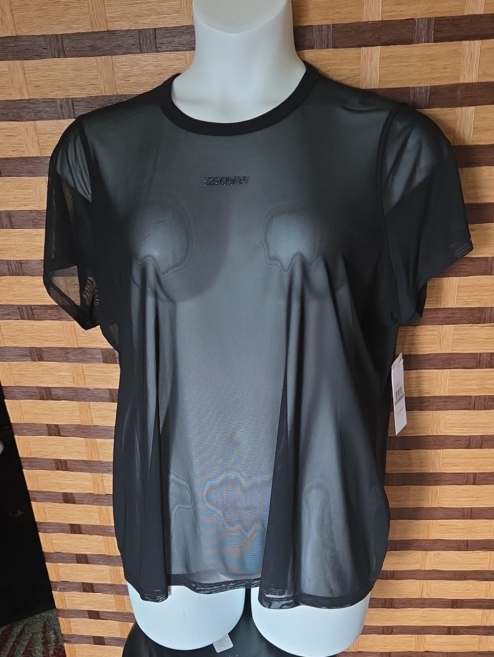 NWT!! DKNY Black Sheer Short-Sleeve Tee